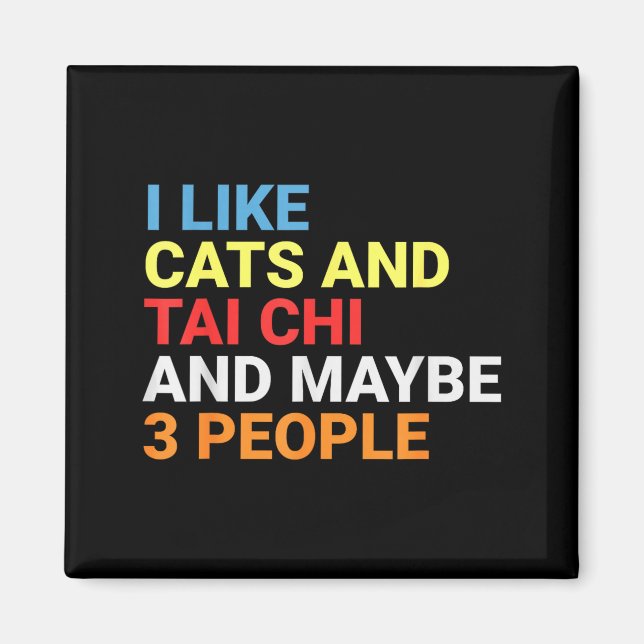 Imã Retro I Like Cats And Tai Chi Lover Funny Martial  (Frente)