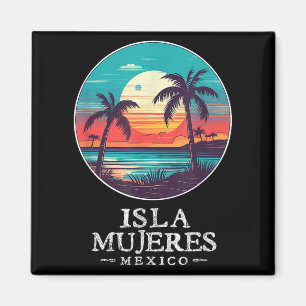 Imã Retro Isla Mujeres México Praia Pôr do Sol Lembran