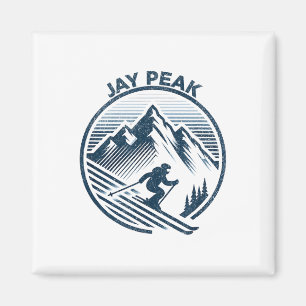 Imã Retro Jay Peak Vermont Skiier Blue Vintage M
