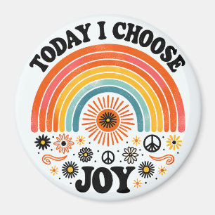 Imã Retro Joyful Rainbow Peace Magnet Choose Joy
