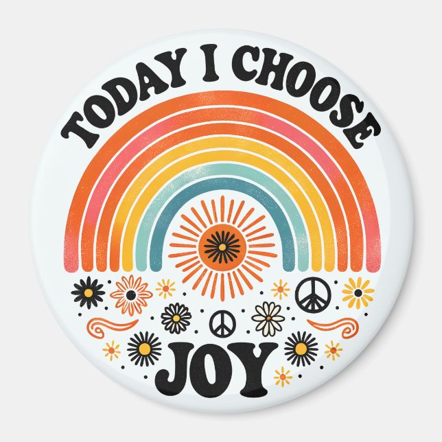 Imã Retro Joyful Rainbow Peace Magnet Choose Joy (Frente)