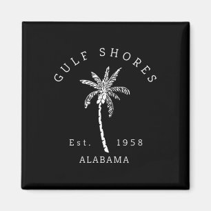 Imã Retro Legal Golfo Shores Al Beach Palm Graphic