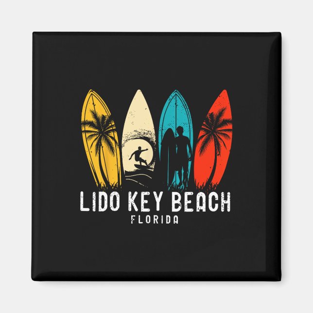 Imã Retro Lido Key Beach Florida Surfboarder Design Fo (Frente)