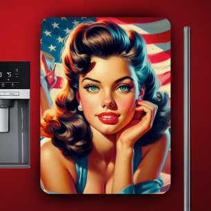 Ímã Retro Linda American Girl