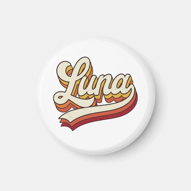 Imã Retro Luna Name 70s Vintage Design (Frente)