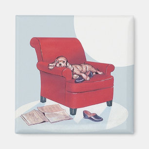 Imã Retro Magnet ~ Cocker Spaniel Dog com lipper do Pa