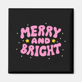 Imã Retro Merry And Bright Holiday Design