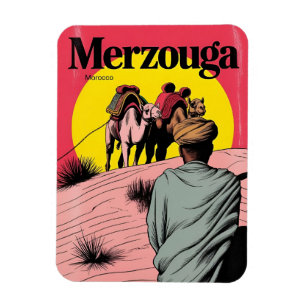 Ímã Retro Merzouga passeio de camelo no saara marrocos