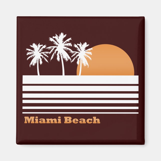 Imã Retro Miami Beach Magnet (Frente)