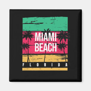 Imã Retro Miami Florida Beach Souvenir