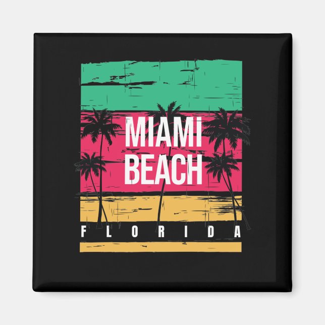 Imã Retro Miami Florida Beach Souvenir (Frente)