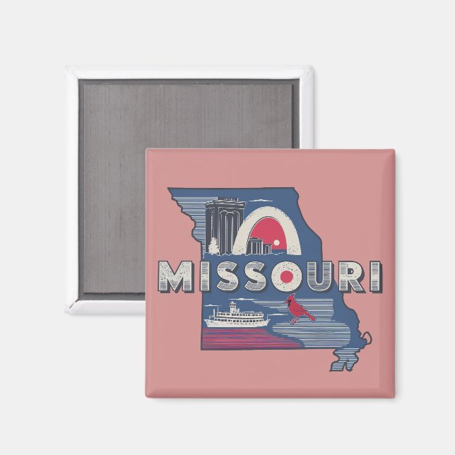 Imã Retro Missouri Silhouette (Front/Back)