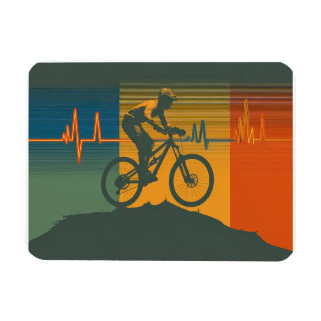 Ímã Retro Mountain Biker Heartbeat (Horizontal)