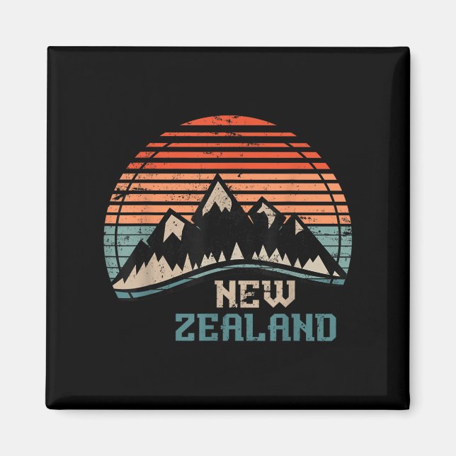 Imã Retro Mountains New Zealand  (Frente)
