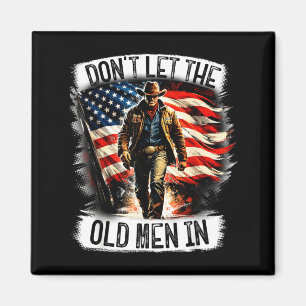 Imã Retrô Não Deixe o Velho Entrar Bandeira Cowboy Par