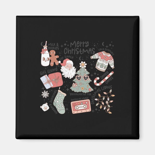 Imã Retro Natal Papai Noel Cookie Feia Natal (Frente)