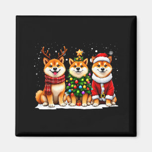 Imã Retro Natal Shiba Inu Papai Noel Rena Cão Amante