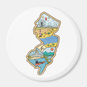 Imã Retro New Jersey Cape May Atlantic City Souvenir