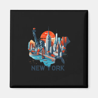 Imã Retro New York Skyline Silhouette 