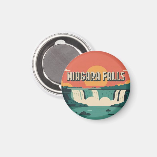 Imã Retro Niagara Falls Sunset Keychain  (Front/Back)