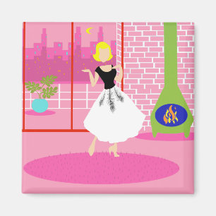 Imã Retro no ímã cor-de-rosa