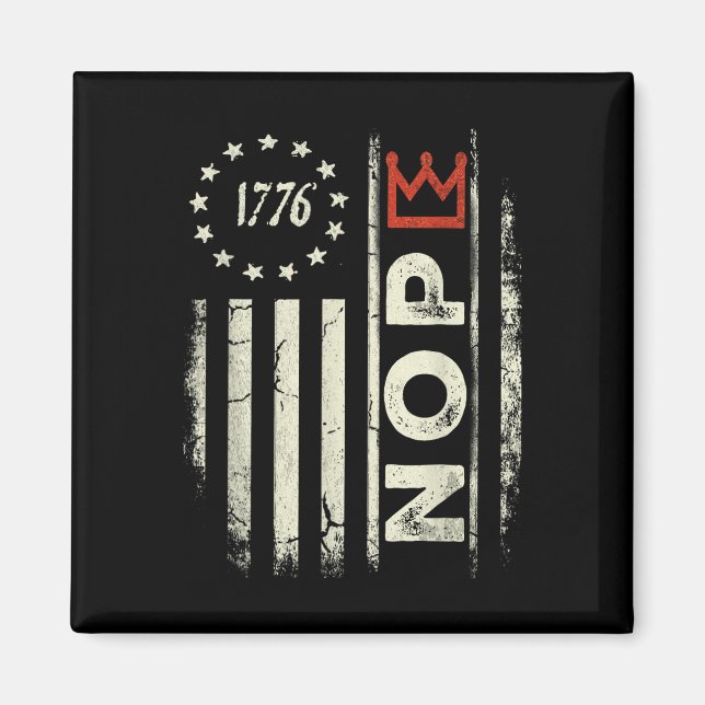 Imã Retro No Kings Protest Sign Vertical American Flag (Frente)