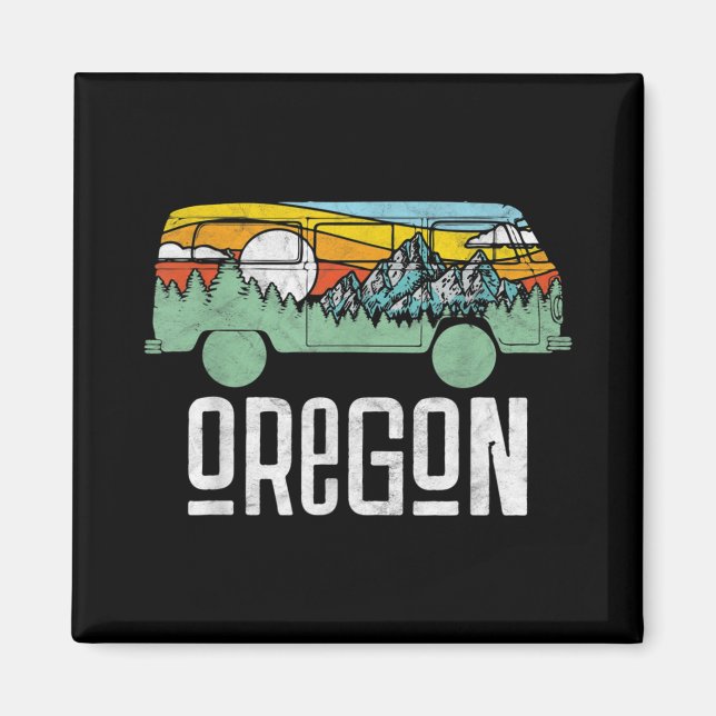 Imã Retro Oregon Outdoor Hippie Van Nature (Frente)