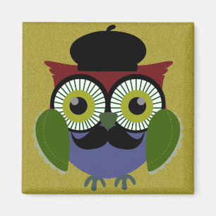 Imã Retro Owl com bigode