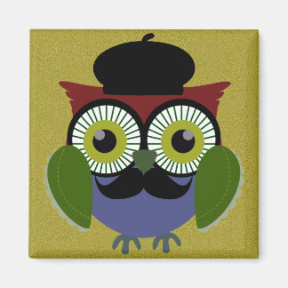 Imã Retro Owl com bigode