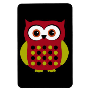 Ímã Retro Owl em Vermelho