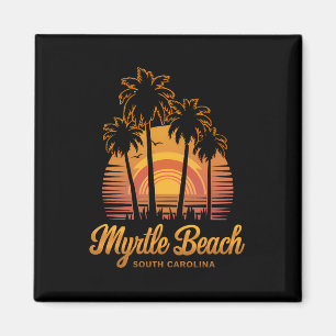 Imã Retro Palm Tree Sunset South Carolina Myrtle Beach