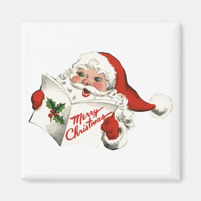 Imã Retro Papai Noel Cheio (Frente)