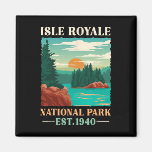 Imã Retro Parque Nacional Isle Royale Est 1940 Caminha