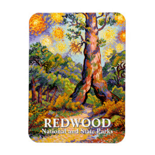 Ímã Retro Parque Nacional Redwood Estilo Vibrante Van