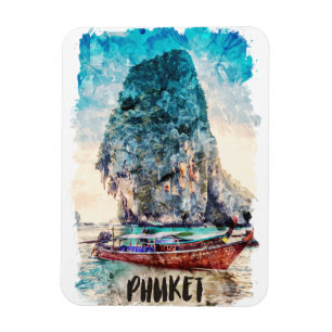 Ímã Retro Phuket Tailândia — Pintura em Praia