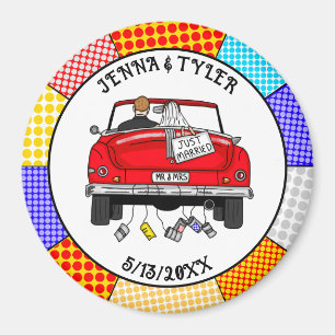 Imã Retro Pop Art Sr. & Sra.   Acabou de casar