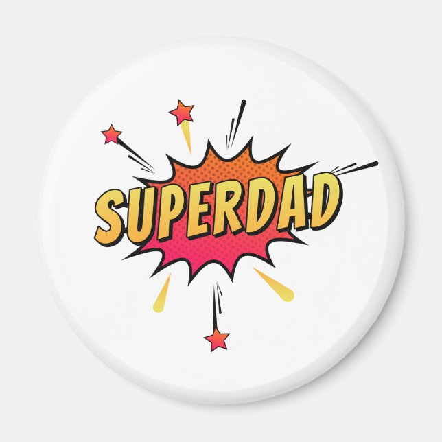 Imã Retro-Pop de BD Simples Superdad | Magnet (Frente)