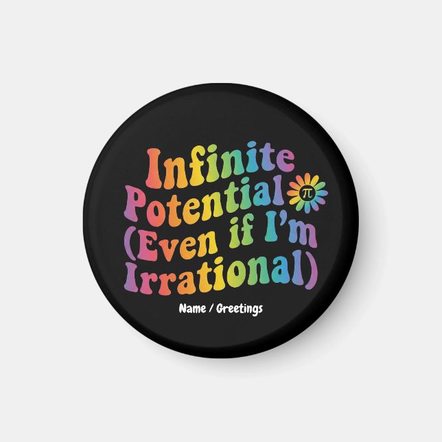 Imã Retro Potencial Infinito Dia do Pi Irracional Mate (Frente)