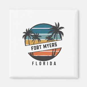 Imã Retro Praia de Fort Myers Flórida Prancha de Surfe