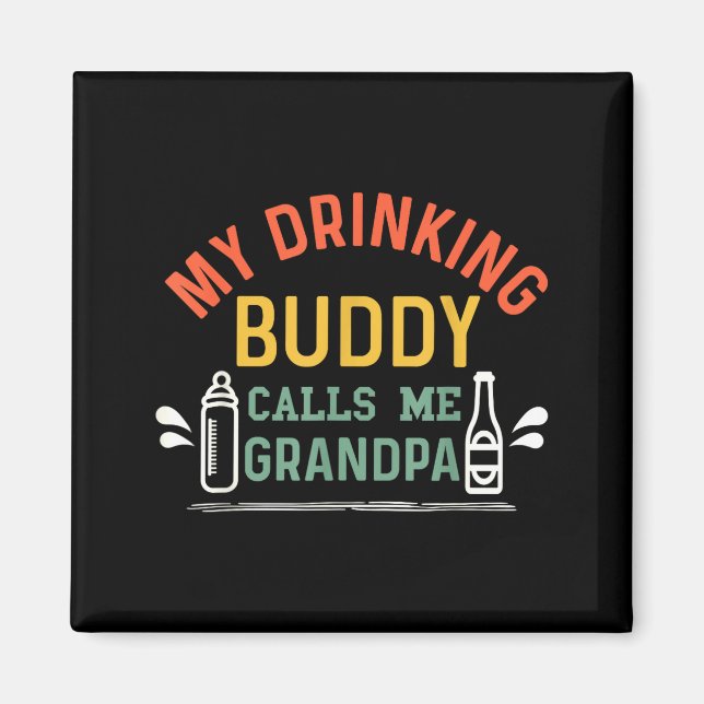 Imã Retro Pregnancy Announcement Grandpa My Drinking B (Frente)