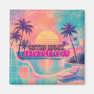 Imã Retro Remix Neon Pastel Pôr do Sol Tropical Vint