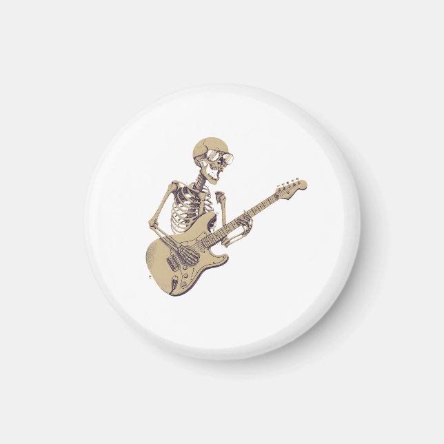 Imã Retro Rock Skeleton Guitar Graphic (Frente)