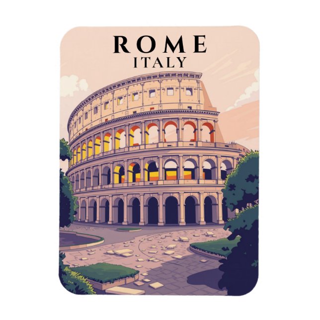 Ímã Retro Roma Colosseum Art Souvenir Itália (Vertical)