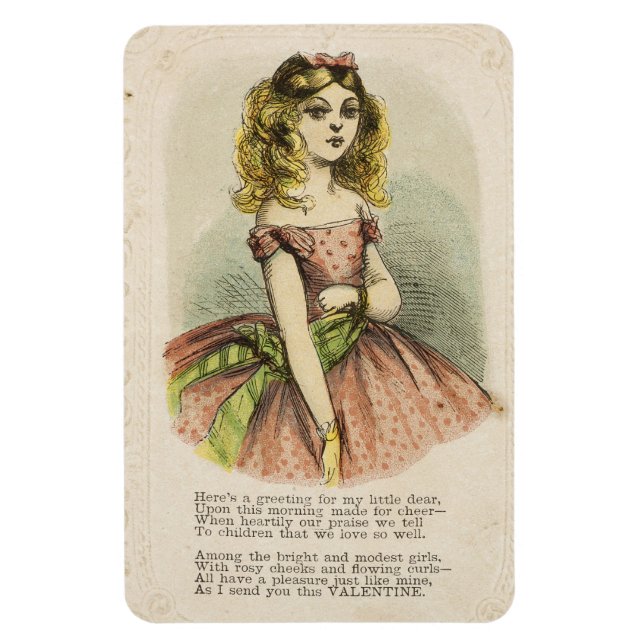 Ímã Retro Romantic Valentine's Day Card, 19th century (Vertical)