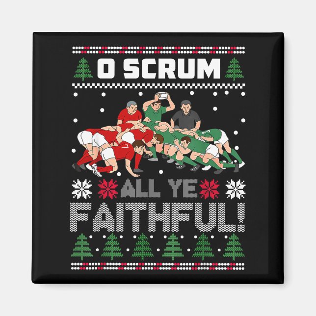 Imã Retro Rugby O Scrum All Ye Faithful Ugly Merry Chr (Frente)