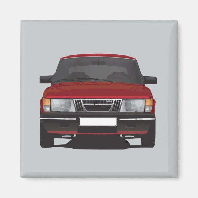 Imã Retro Saab 900 Turbo - Clássico Sueco dos Anos 80 (Frente)