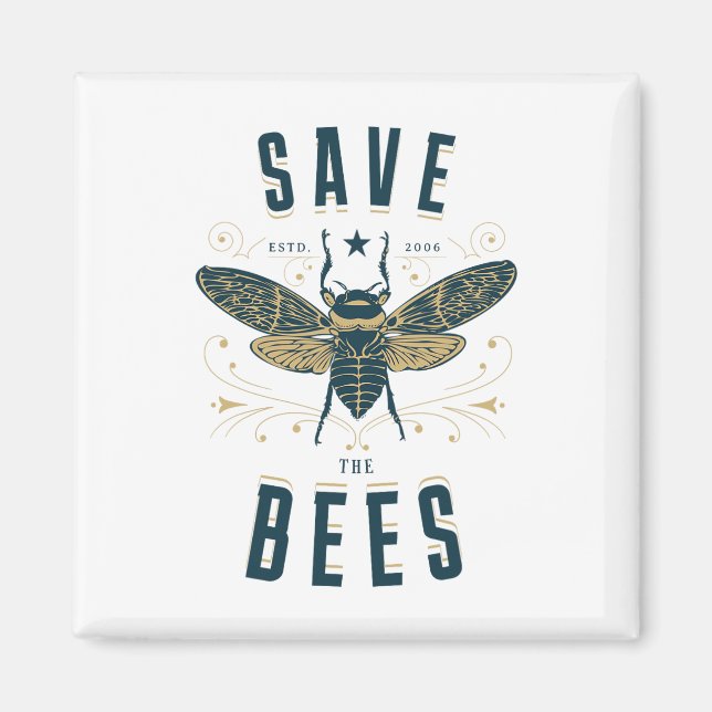 Imã Retro Salve As Abelhas Apiary Shirt Beekeeper Ear (Frente)