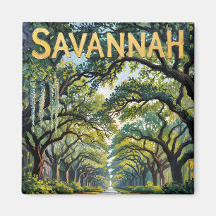Imã Retro Savannah Georgia Van Gogh Oak Avenue Viagem