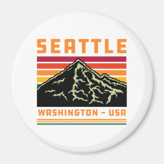 Imã Retro Seattle Washington State Souvenir Mountain