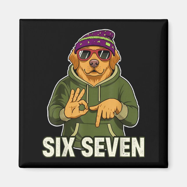 Imã Retro Six Seven Golden Retriever Graphic Gift Men  (Frente)